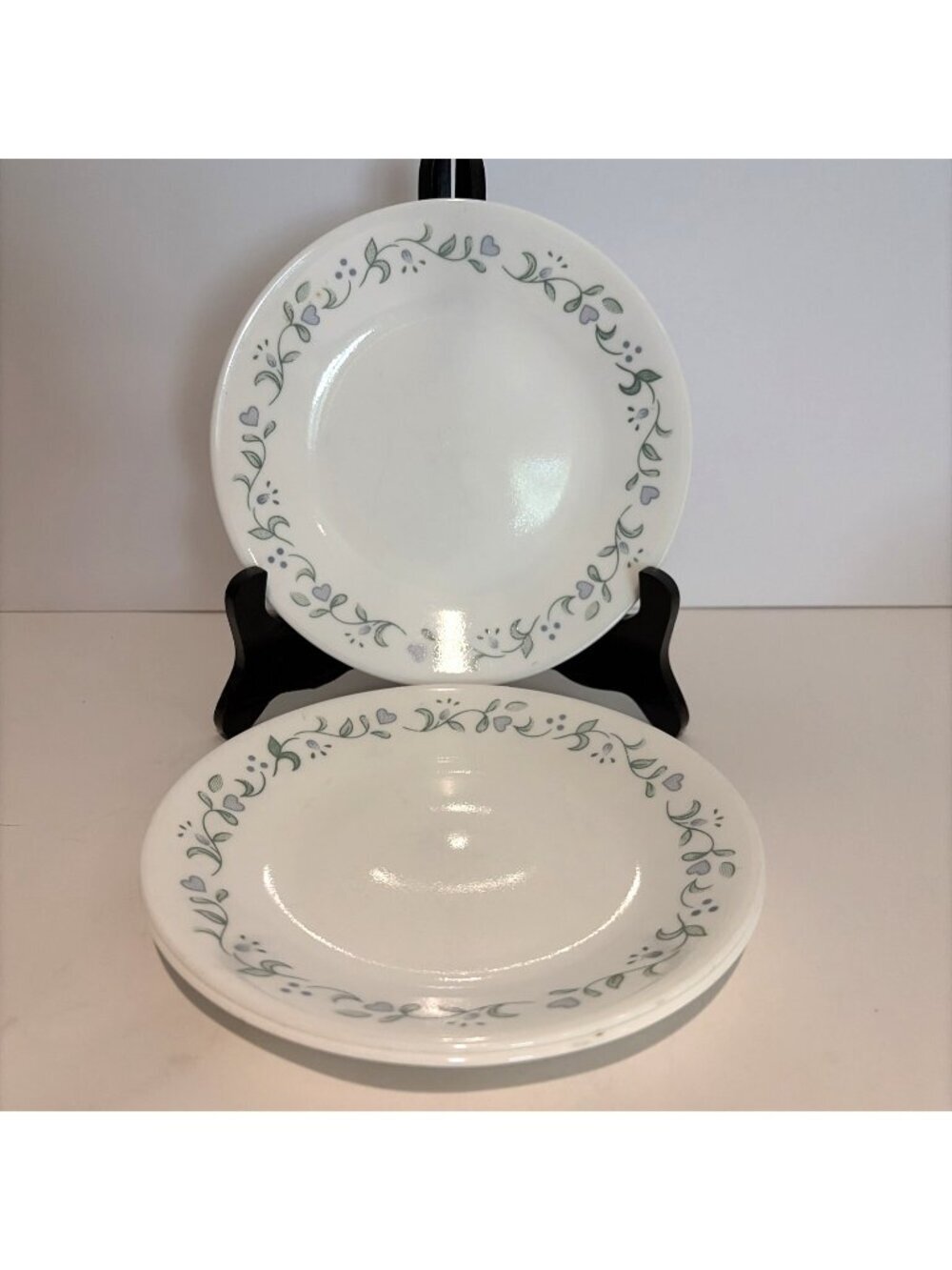 VTG Corelle Country Cottage Dessert Bread Plates 6.5" Hearts & Flowers Set Of 3